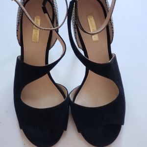 LOUISE ET CIE Womens Kalimac Suede/Sequin Peep Toe Ankle Strap Sandals Sz 10